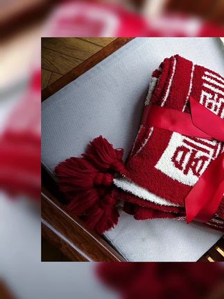 宫廷宝贝百喜毯针织双面毯子午睡毯订婚结婚新婚写礼台布置送新娘#毛毯 #婚庆用品 #新婚快乐百年好合