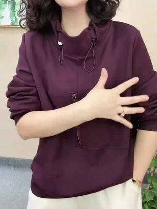 2025秋季秋款时尚洋气气质百搭长袖立领显瘦高领#女士卫衣#时尚洋气百搭 #长袖卫衣 #遮肉显瘦不挑身材