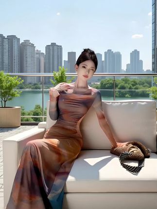 “艺术晕染一字肩长裙,勾勒曲线美到犯规!穿上它,你就是都市风景里的时尚画中人~”#高级感穿搭 #当我不局限于一种穿搭风格时 #一字肩长裙 #朴彩英冰蓝玫瑰缎面拖尾长裙 #一周穿搭不重样