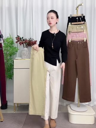 直筒裤女秋季新款高腰显瘦百搭裤子宽松大码窄版阔腿裤长裤休闲裤