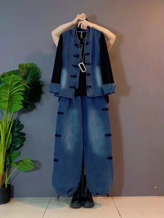 显瘦遮肉牛仔三件套。#显高显瘦显腿长 #今年最流行穿搭
