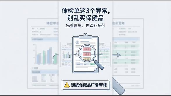 体检单这3个异常,别乱买保健品#科普 #体检 #保健品