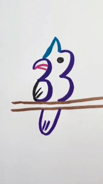 33画鹦鹉🦜#快来看我画的简笔画 #自学画画 #瞎画 #画画 #简笔画