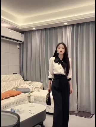 格娜时尚法式小众蝴蝶结领衬衫百搭轻奢精致通勤长袖显瘦女裤套装#无限回购的宝藏单品 #时尚穿搭通勤穿搭#简约大气#谁穿谁好看
