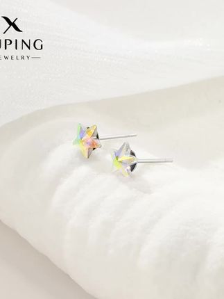 XUPING/旭平首饰 合金仿水晶耳饰简约气质小星星炫彩白耳钉耳骨钉#旭平首饰 #饰品 #学生党#好物分享