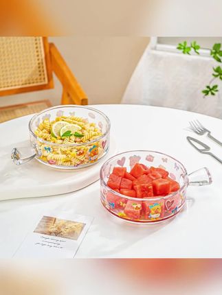 【单只大号】玻璃手柄碗家用餐具水果沙拉碗酸奶汤碗饭碗意面轻食碗