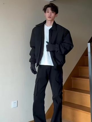 男生显壮宽肩棉衣基础款加厚保暖外套加棉夹克衫cleanfit百搭棉服