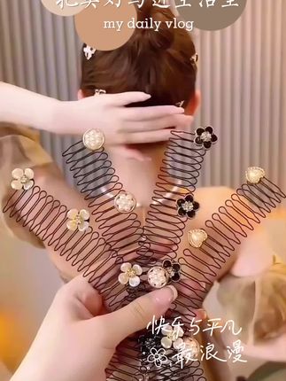 #山茶花发梳妙 #碎发整理神器 #倒插梳显优雅 #饰发箍添魅力