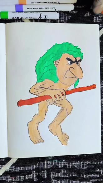 我画的大脚树猿你们给多少分呢?#画渣日常 #儿童绘画 #儿童描摹本 #大脚树猿 #画画的baby