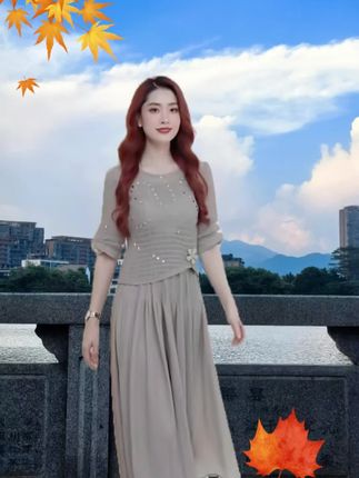 时尚广州十三行连衣裙2025早秋高端优雅洋气减龄百搭两件套