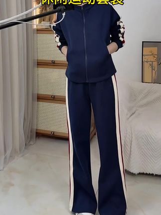 25041新款秋休闲运动套装女时尚洋气减龄显瘦卫衣卫裤两件秋季#卫衣 #卫裤 #休闲运动套装 #秋季新款