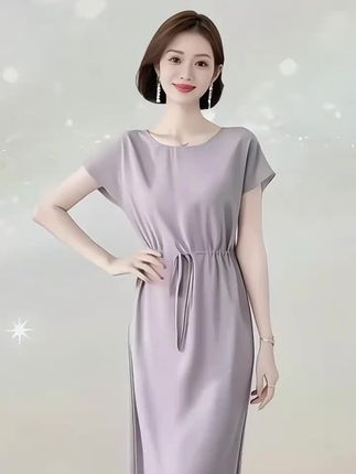 欧洲站2025夏季新款法式赫本风长裙复古高级感气质显瘦格子连衣裙