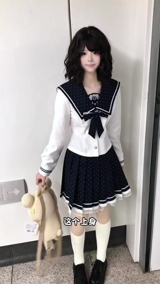 【小羊卷】莓喵jk原创水手服jk套装甜美波点刺绣绀色学院收腰显瘦女#jk #甜美穿搭 #收腰显瘦 #水手服 #学院风