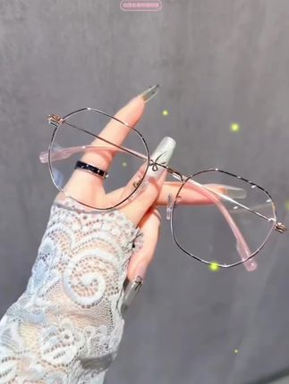 超轻多边形金丝边眼镜框女款近视可配度数素颜神器大框显瘦眼镜架#高颜值眼镜 #网红眼镜 #防蓝光眼镜 #眼镜 #配镜