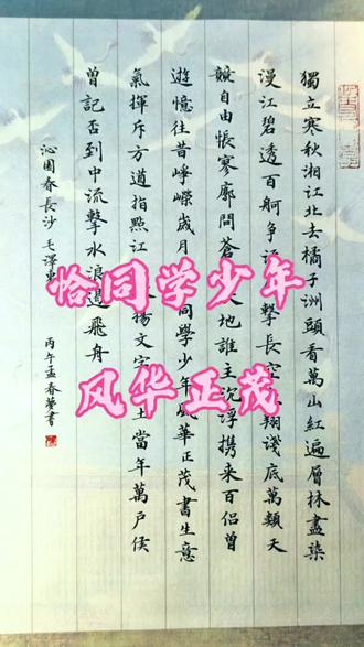 独立寒秋,湘江北去,橘子洲头,这首词谁能不爱呢?#写字静心 #写字是一种乐趣 #诗词 #手写