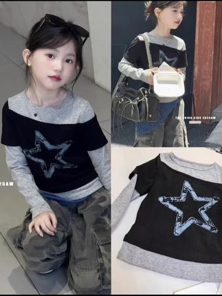 儿童长袖体恤2025新款女童潮流炸街宝宝打底洋气圆领上衣春秋款潮#儿童长袖#长袖#上衣#穿搭#秋季新款
