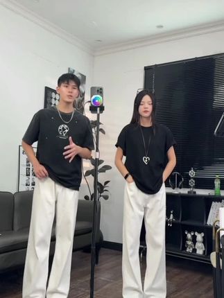 中秋 Cleanfit秋冬美 式复古美拉德牛仔裤男女纯色直筒宽松长裤子男生潮#谁穿谁好看?