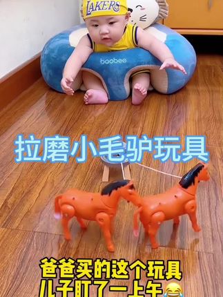 笑喷了,自从爸爸入手的推磨小毛驴玩具,我家宝宝看了一下午,好玩还能锻炼专注力和手眼协调力#哄娃神器#宝宝玩具#拉磨小马玩具 #玩的不亦乐乎