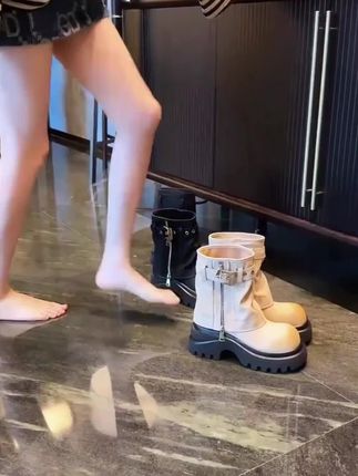 增短靴女款2025秋季新款爆款复古时尚英伦风裤管靴厚底单靴