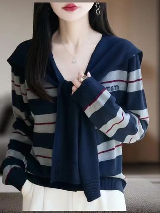 #针织衫 #打底衫#假两件#休闲百搭 #宽松显瘦