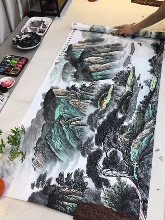 手绘《轻舟已过万重山》 #手绘#国画#文玩探宝#家居挂画#翻翻我家的文玩好东西