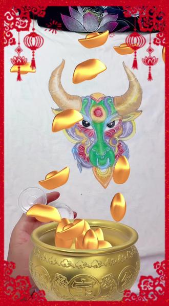 手绘牛头,牛气冲天,牛牛牛……