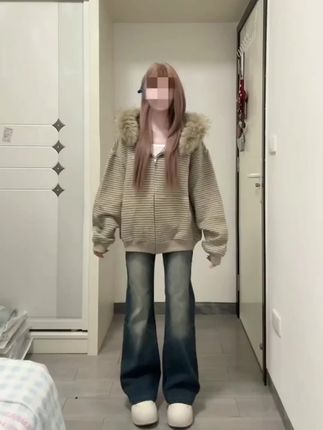 #秋冬外套#条纹控韩系穿搭#慵懒感#今天穿什么
