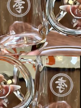 百家姓玻璃杯家用带把加厚耐热居家办公男女茶杯喝水带盖定制杯子