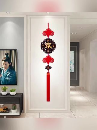 高档中国结挂件桃木福字客厅大号背景墙中式乔迁玄关装饰新年#中国结#挂饰挂件