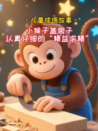 儿童成语故事48 | 小猴子盖房子——认真仔细的“精益求精”#睡前故事 #儿童睡前故事#儿童成语故事 #儿童故事 #儿童动画 #故事会 @金园长育儿经