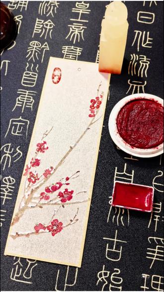 【国画教程】梅花书签#没骨画 #零基础国画 #没骨画法 #国画梅花