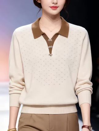 早秋气质款!撞色翻领针织衫太绝了~镂空设计+金属扣,温柔又高级,谁穿谁好看! #超实用的秋季面试穿搭 #秋冬穿搭新鲜感在线 #秋季日常实用穿搭思路分享 #我决定了这个秋冬要好好穿搭 #H型身材穿搭是我的强项