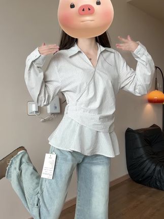 收腰显瘦衬衫#衬衫穿搭 #遮肉显瘦 #大码女装 #简约穿搭