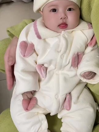 谁能拒绝一个奶呼呼的女儿呀~#可爱的萌娃宝宝 #秋冬穿搭 #人类幼崽ootd #这也太萌太可爱了吧