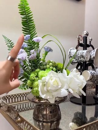 花屿星河|设计师 原创仿真花艺 白绿色蓝色清新茶几花餐桌花商务#家居好物推荐 #软装搭配 #生活仪式感 #高级仿真花 #仿真花