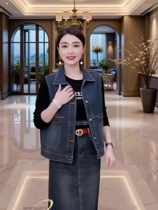 有运费险放心试!时尚百搭无袖春秋款女牛仔马甲#无限回购的宝藏单品 #显瘦穿搭 #时尚减龄穿搭 #牛仔马甲#谁穿谁好看