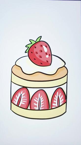 一起画草莓蛋糕#简笔画#画画教程#学画画