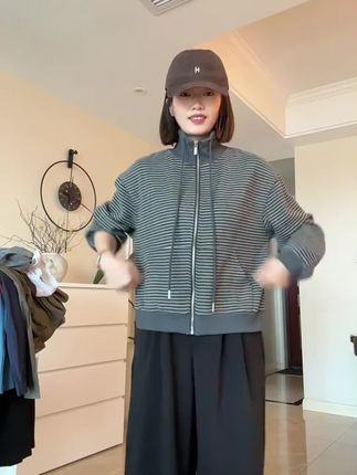 #条纹外套#宽松版型 #学院风