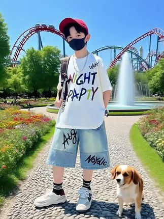 男童夏装短袖套装,2025新款6-12岁中大童男孩夏季薄款帅气#出游穿搭 #男童穿搭 #帅气穿搭 #短袖套装 #清凉一夏