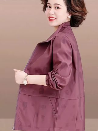 中老年女春秋时尚风衣夹克