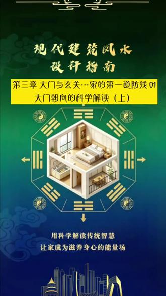 大门与玄关…家的第一道防线 01 大门朝向的科学解读(上) 大门朝向有讲究!老祖宗的智慧藏玄机。
核心点:大门朝向的讲究
#建筑设计 #风水学 #家居装修 #传统文化 #建筑科学
