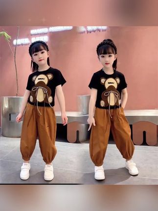 #k总#k总推荐 女童夏款套装2025女童夏装套装中大童小熊短袖时尚宽松女孩两件套 #女童搭配#谁穿谁好看#k总剪辑日常