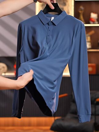 爸爸的最爱!穿着舒服!穿着有档次!天凉啦,给爸爸送温暖#品质男装 #长袖Polo衫#面料柔软舒适 #男装搭配 #高级感穿搭