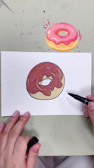 快来一起画甜甜圈🍩 #画画 #少儿美术 #美术 #石家庄 #同城