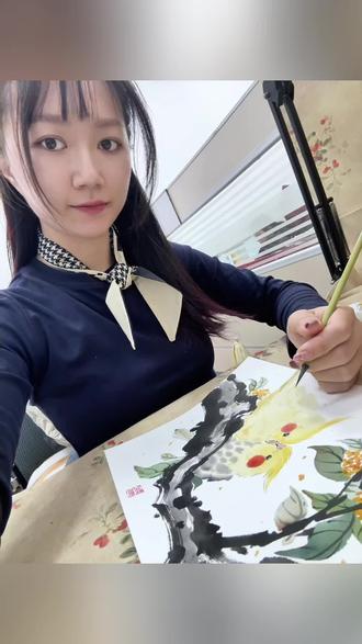 恩爱小鸡💗|国画玄凤鹦鹉教程 #玄凤鹦鹉 #画画我是认真的 #青年创作者成长计划 #零基础学画画 #国画小鸟
