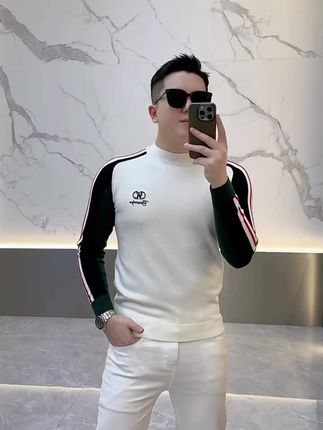 新款拼色提花针织毛衣,天气冷了一定要来一件#男生穿搭 #品质男装 #打底衫