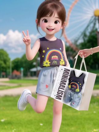 女童韩版套装 这套女童夏装直接把可爱焊在身上啦🔥。🎪小丑卡通无袖背心+🌸桃花皱防蚊裤 一键解锁夏日小甜妹天花板穿搭! ✨无袖背心: 软fufu的云朵面料☁️ 像把空调穿在身上 透气不闷汗 搞怪小丑印花萌到心巴上 出街回头率直接拉满👧 🌿防蚊裤: 自带降温特效的冰感面料❄️ 垂坠感绝了!走路带风的飘逸感 褶皱设计暗藏小心机 显瘦又藏肉 细节控麻麻疯狂心动💓 高定童装质感肉眼可见 再也不用纠结怎么搭 一套出门直接美出圈 这个夏天 让宝贝可爱到开挂💥 #女童穿搭 #夏季穿搭 #潮童穿搭 #生女儿就要这样穿 #儿童穿搭