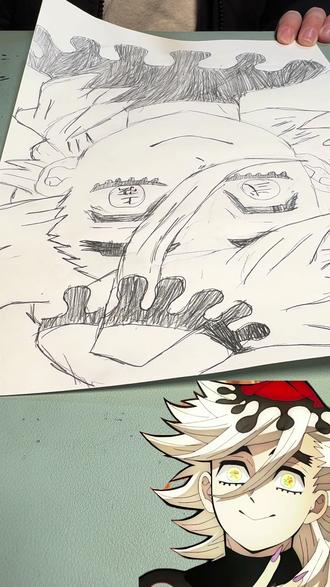 今天画上弦贰-童磨#零基础学画画 #今日日常分享 #童磨 #鬼灭之刃