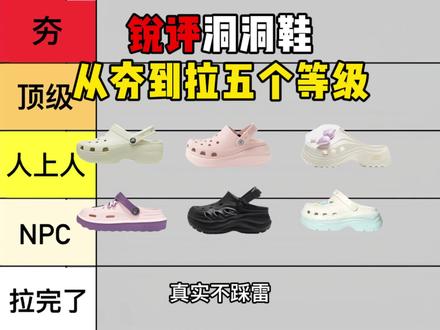 锐评洞洞鞋!从夯到拉五个排名
#洞洞鞋#书外洞洞鞋#洞洞鞋推荐#鞋子推荐#夏天必备