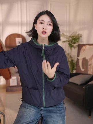休闲秋冬季新款双面穿百搭简约连帽加绒上衣防风外套女潮